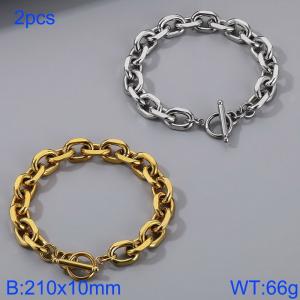 Stainless steel OT buckle polished edge O-shaped chain bracelet - KB184365-Z