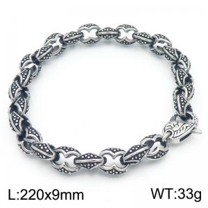 Punk style personalized retro stainless steel 220 x 9mm special pattern chain lobster buckle temperament bracelet - KB184382-KJX