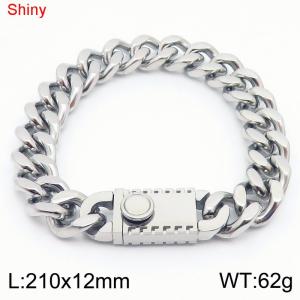 Fashionable stainless steel 210 × 12mm double-sided grinding chain creative small circle splicing rectangular combination buckle charm silver bracelet - KB184514-Z