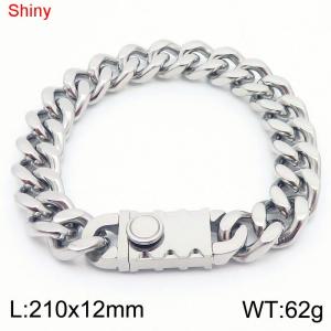 Fashionable stainless steel 210 × 12mm double-sided grinding chain creative small circle splicing rectangular combination buckle charm silver bracelet - KB184517-Z