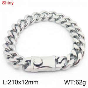 Fashionable stainless steel 210 × 12mm double-sided grinding chain creative small circle splicing rectangular combination buckle charm silver bracelet - KB184520-Z