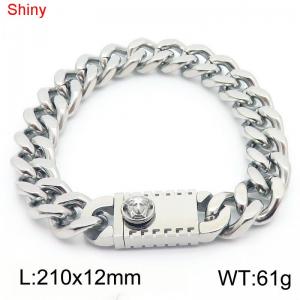 Fashionable stainless steel 210 × 12mm double-sided grinding chain creative small head splicing rectangular combination buckle charm silver bracelet - KB184527-Z