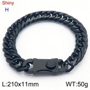 Fashionable stainless steel 210 × 11mm Cuban chain creative small circle splicing rectangular combination buckle temperament black bracelet - KB184531-Z
