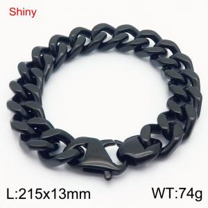 Shiny Stainless Steel 304 Lobster Buckle Cuban Bracelet For Men Black  Color - KB184705-Z