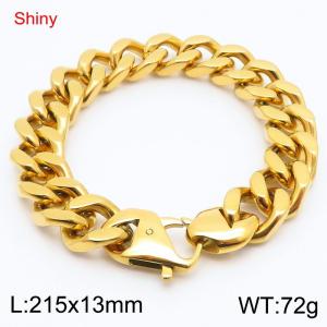Shiny Stainless Steel 304 Lobster Buckle Cuban Bracelet Men's Gold Color - KB184706-Z