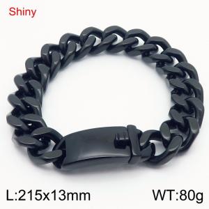 Shiny Stainless Steel 304 Square Buckle Cuban Chain Bracelet For Men Black Color - KB184714-Z