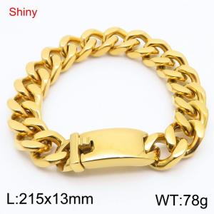 Shiny Stainless Steel 304 Square Buckle Cuban Chain Bracelet For Men Gold Color - KB184715-Z