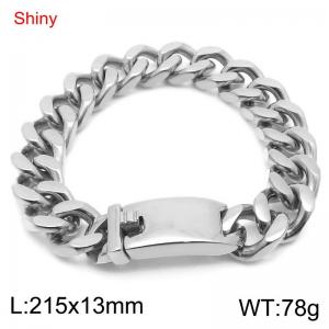 Shiny Stainless Steel 304 Square Buckle Cuban Chain Bracelet For Men Silver Color - KB184716-Z