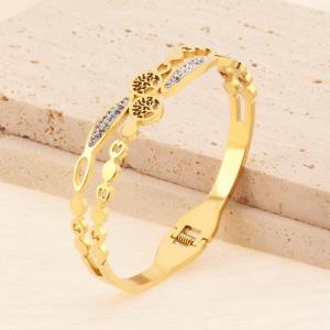 Stainless Steel Stone Bangle - KB184758-SP