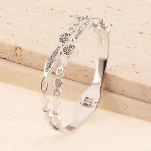 Stainless Steel Stone Bangle - KB184759-SP
