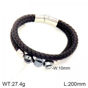 Stainless Steel Leather Bracelet - KB184885-NT