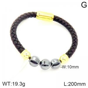 Stainless Steel Leather Bracelet - KB184890-NT