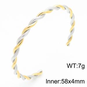 Unisex Gold-Plated Stainless Steel Intertwined Cuff Bangle - KB184899-KFC
