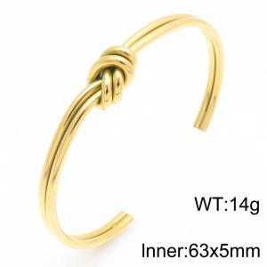 Unisex Gold-Plated Stainless Steel Knot Cuff Bangle - KB184901-KFC