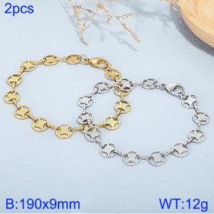 Fashionable titanium steel antique coin bracelet, gold and steel two-piece set - KB185225-Z