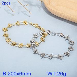 Fashionable titanium steel rope buckle bracelet, gold and steel two-piece set - KB185226-Z