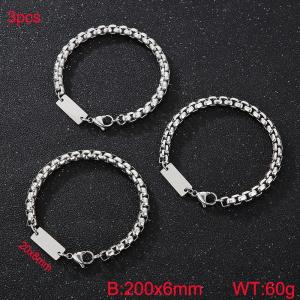 Fashionable Titanium Steel Square Pearl Bracelet Small Square Brand, Steel Three Piece Set - KB185234-Z