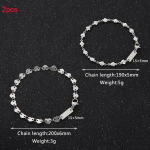 Fashionable Titanium Steel Peach Heart Bracelet Small Square Brand, Steel Two Piece Set - KB185236-Z