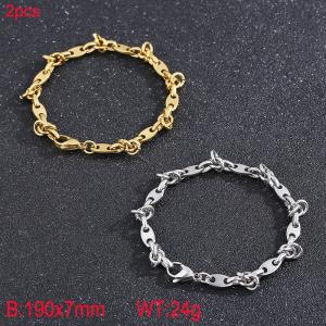 Fashionable titanium steel rope knot bracelet, gold and steel two-piece set - KB185242-Z