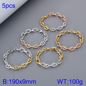 Fashion Titanium Steel Japanese Chain Gold and Steel Splicing Bracelet, Five Piece Set - KB185292-Z