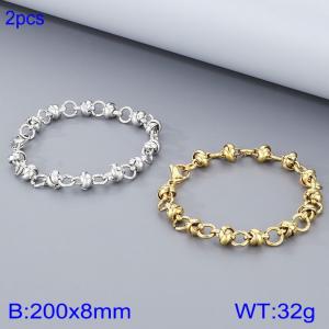 Fashionable Titanium Steel Rope Knot Bracelet, Steel and Gold Two Piece Set - KB185294-Z