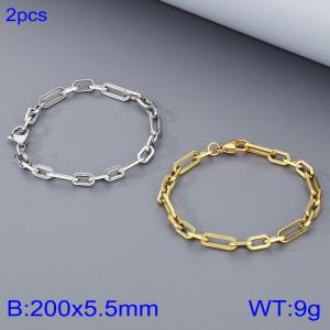 Fashionable titanium steel three to one square wire chain bracelet, steel and gold two-piece set - KB185295-Z