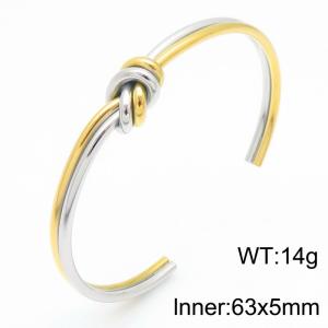 European and American fashion personalized stainless steel double-layer knotted C-shaped adjustable size jewelry charm gold&silver bangle - KB1862271-KFC