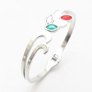 Stainless Steel Stone Bangle - KB186317-WH