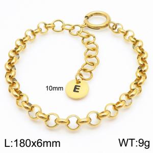 Stainless steel O-chain spring buckle gold bracelet with letter tail tag - KB186368-Z