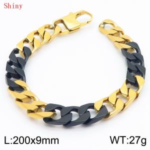 Fashionable and Creative Stainless Steel Imitation Casting Chain Color blocked Yang Button Bracelet - KB186416-Z