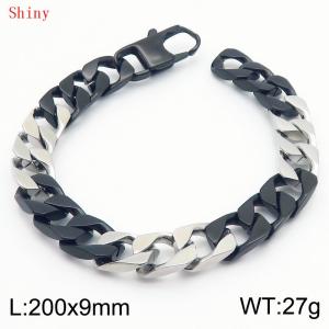 Fashionable and Creative Stainless Steel Imitation Casting Chain Color blocked Yang Button Bracelet - KB186417-Z