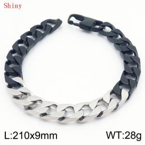 Fashionable and Creative Stainless Steel Imitation Casting Chain Color blocked Yang Button Bracelet - KB186418-Z