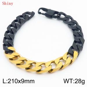 Fashionable and Creative Stainless Steel Imitation Casting Chain Color blocked Yang Button Bracelet - KB186419-Z