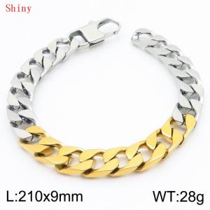 Fashionable and Creative Stainless Steel Imitation Casting Chain Color blocked Yang Button Bracelet - KB186421-Z