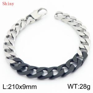 Fashionable and Creative Stainless Steel Imitation Casting Chain Color blocked Yang Button Bracelet - KB186422-Z