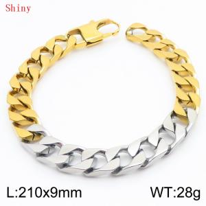 Fashionable and Creative Stainless Steel Imitation Casting Chain Color blocked Yang Button Bracelet - KB186423-Z