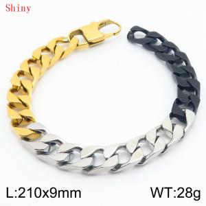 Fashionable and Creative Stainless Steel Imitation Casting Chain Color blocked Yang Button Bracelet - KB186425-Z