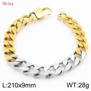 Fashionable and Creative Stainless Steel Imitation Casting Chain Color blocked Yang Button Bracelet - KB186426-Z