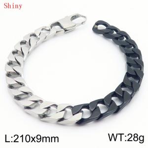 Fashionable and Creative Stainless Steel Imitation Casting Chain Color blocked Yang Button Bracelet - KB186427-Z