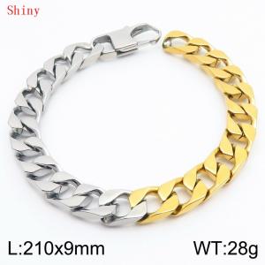 Fashionable and Creative Stainless Steel Imitation Casting Chain Color blocked Yang Button Bracelet - KB186428-Z