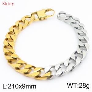 Fashionable and Creative Stainless Steel Imitation Casting Chain Color blocked Yang Button Bracelet - KB186430-Z