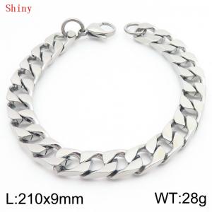 9mm stainless steel minimalist imitation cast chain lobster buckle bracelet - KB186440-Z