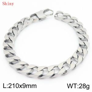 9mm stainless steel minimalist imitation cast chain male buckle bracelet - KB186444-Z