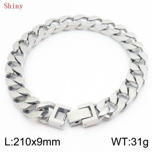 9mm stainless steel minimalist imitation cast chain jewelry buckle bracelet - KB186447-Z