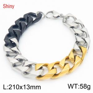 Fashion Mixed Color Chain Bracelets Stainless Steel Classical Men's Cuban Link Chain Bracelet - KB186550-Z