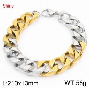 Cuban link stainless steel bracelet wholesale metal bracelets gold with silver patchwork cuban link chain for men - KB186552-Z