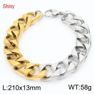 Wholesale Fashion Jewelry Stainless Steel and Gold Plated Bracelet 13mm Curb Cuban Chain Bracelets - KB186554-Z