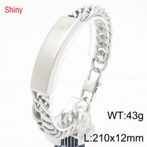 Trend Simple Blank Bracelet Mens 12mm Width Shiny Curb Chain Stainless Steel Bracelet - KB186574-Z