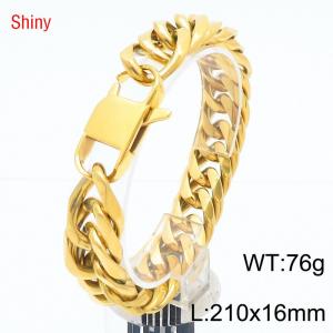 16mm Fashion Gold Plating Personality Men's Stainless Steel Thick Cuban Link Chain Hip Hop Bracelet - KB186576-Z