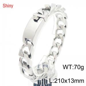 Hip Hop 13mm Wide Stainless Steel High Polish Thick Cuban Chain Bracelet Jewelry for Men - KB186591-Z